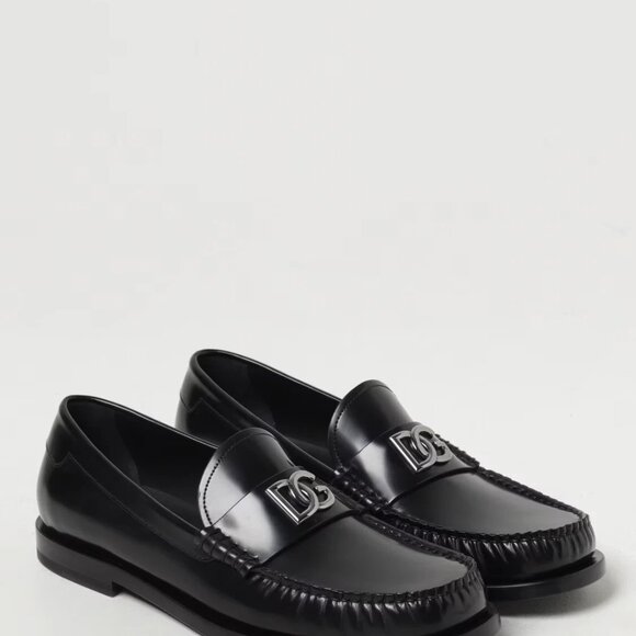 $895- Dolce & Gabbana A30248AQ237 Logo-Plaque Gathered Detailed Loafers- Size 9